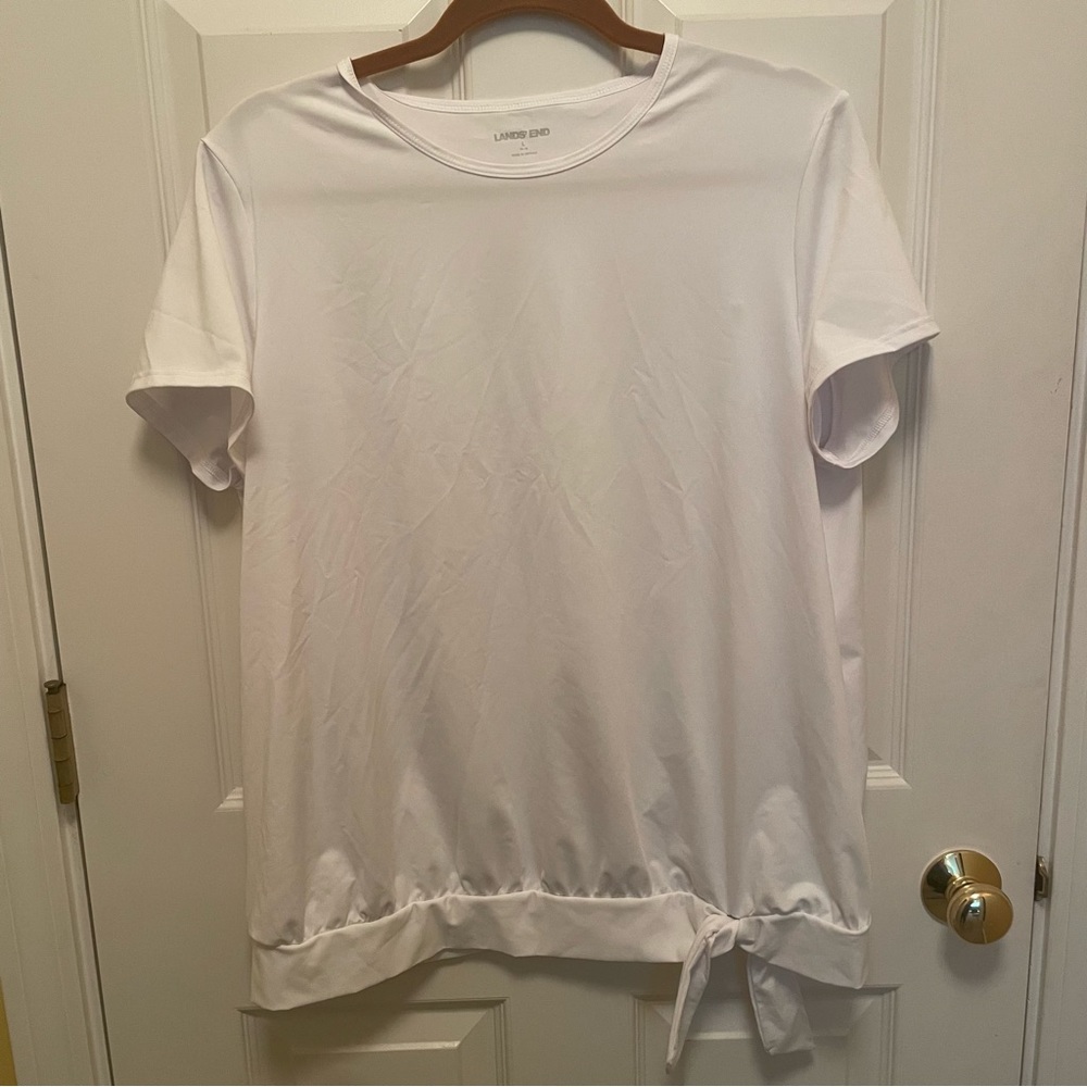 Lands End White Swim T-Shirt Size L